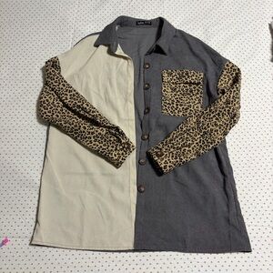 Leopard Print Button-Up Shirt